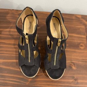 Michael Kors Black Wedge Sandals
